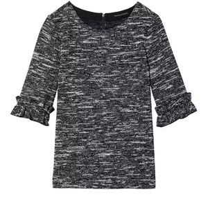 Ruffle-Sleeved Boucle Top